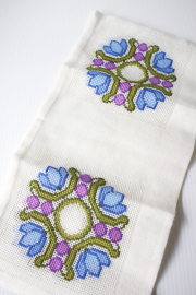 北欧刺繍/ヴィンテージクロス/お花のリース/SOLD OUT