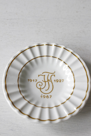 北欧ヴィンテージ/Lyngby Porcelain/アイボリーホワイト豆皿/ノベルティ/No.4