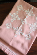北欧刺繍/ヴィンテージクロス/ピンク×ホワイト/SOLD OUT