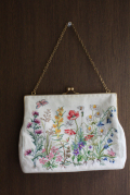 北欧刺繍/ハンドメイド/クロスステッチ/ハンドバック/野花/SOLD OUT