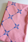 北欧刺繍/ヴィンテージテーブルクロス/ピンク×ブルー/SOLD OUT