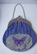 北欧ヴィンテージ/手刺繍バック/蝶々