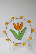 北欧ヴィンテージ/KOSTA BODA/ペイントガラスの絵皿/TULIPA/イエロー/SOLD OUT