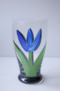 北欧ヴィンテージ/KOSTA BODA/ペイントグラス/TULIPA/ブルー