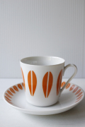 北欧ヴィンテージ/Lyngby Porcelain/コーヒーカップ＆ソーサー/ロータス/オレンジ/SOLD OUT
