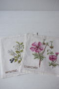 北欧ヴィンテージ/ハンドメイド/手刺繍/フラワーモチーフ/2枚セット/No.6
