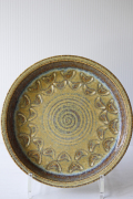 北欧ヴィンテージ/Soholm/丸皿/サンドベージュ×ペールブルー/SOLD　OUT