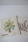 北欧ヴィンテージ/ハンドメイド/手刺繍/フラワーモチーフ/2枚セット/No.8