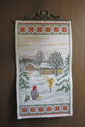 【クリスマス】北欧ヴィンテージ/刺繍の壁掛け/聖夜に訪れるニッセ/SOLD OUT