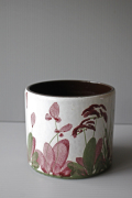 北欧ヴィンテージ/鉢カバー/ハンドペイント/フラワーモチーフ/SOLD OUT
