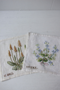北欧ヴィンテージ/ハンドメイド/手刺繍/フラワーモチーフ/2枚セット/No.11