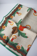 【クリスマス】北欧ヴィンテージ/クリスマスクロス/ヒイラギとキャンドル/SOLD OUT