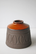 北欧ヴィンテージ/花瓶/朱色×ココアカラーの素焼き/SOLD OUT