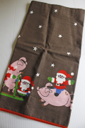 【クリスマス】北欧ヴィンテージ/クロス/サンタとブタさん