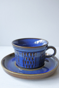 北欧ヴィンテージ/Soholm/カップ＆ソーサー/マリンブルー×ブラウン/No.10