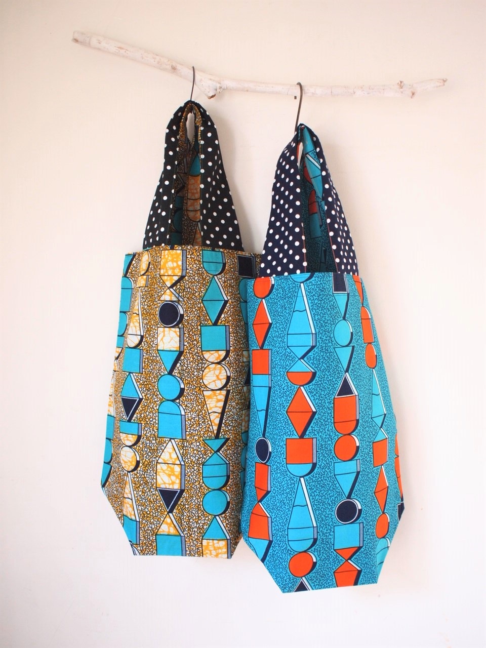 アフリカンプリントの縦長ヨガマットバッグ