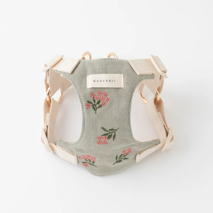 moncheri 冷感フラワー刺繍ハーネス+リードSET