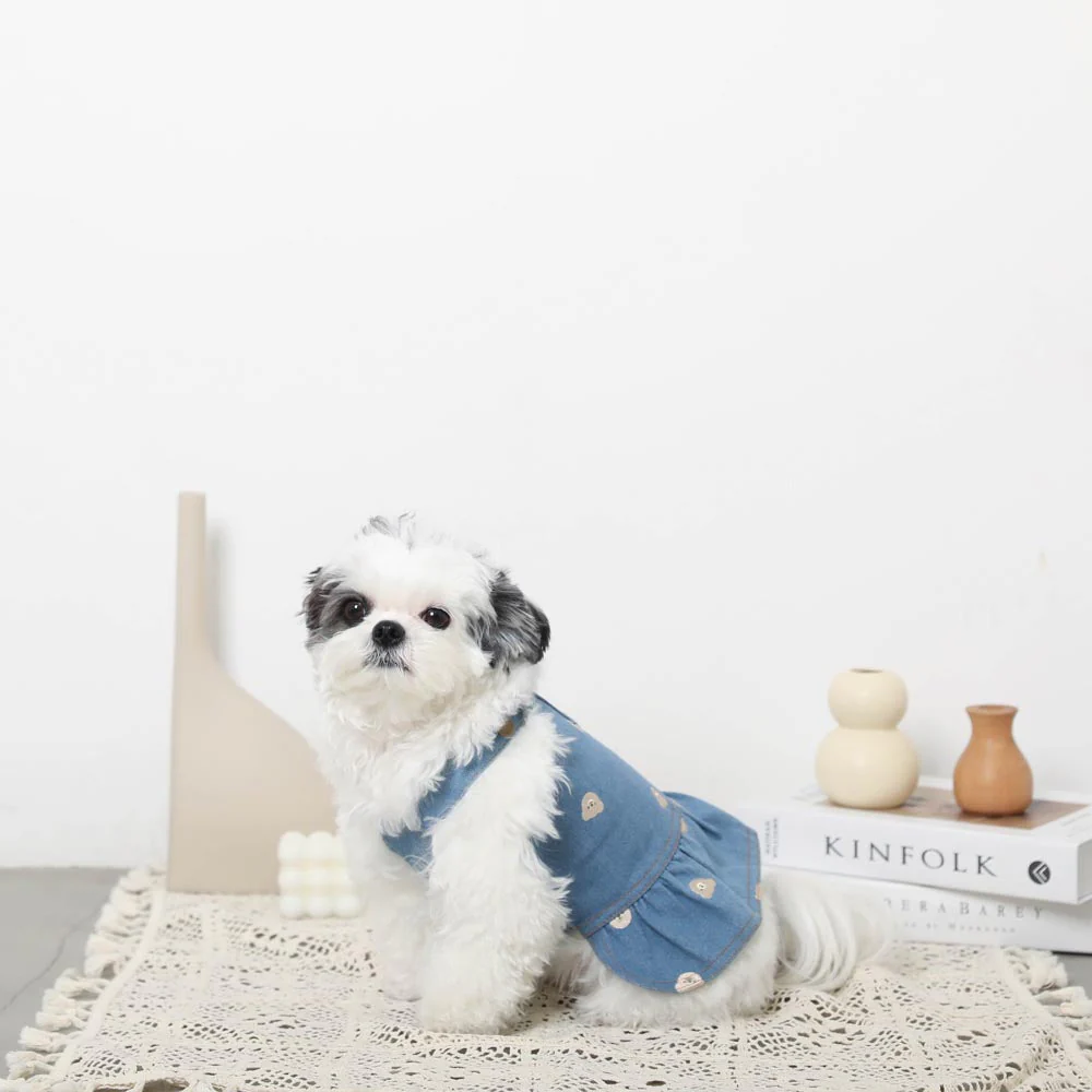 くまさん刺繍デニムワンピース