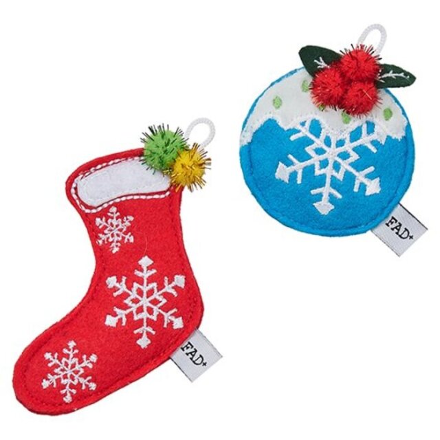 FAD+　フェルト・トイ  ホリデー/ ソックス&オーナメント（猫用おもちゃ）