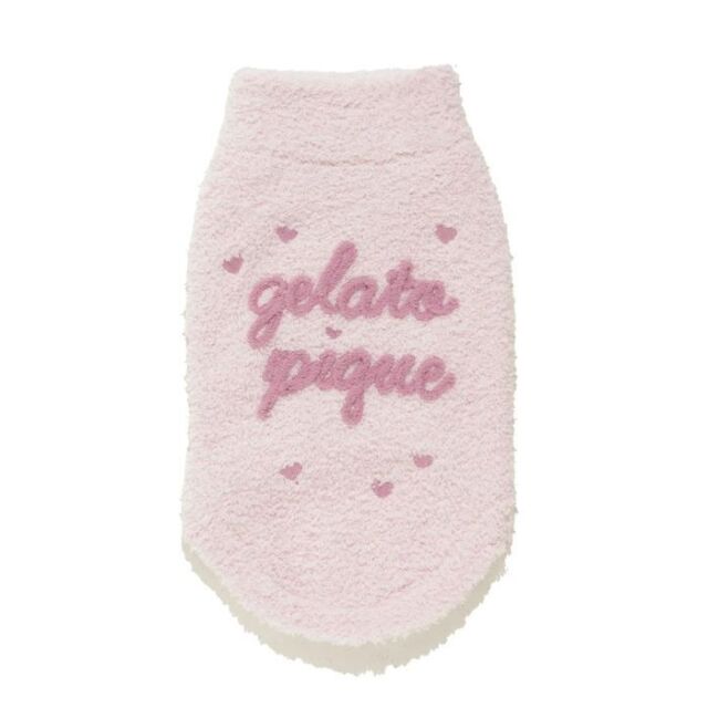アレッタアンジェリーク いちごモチーフ ニット犬服 ホワイト ピンク gelato pique 【Valentine】ハイネックロゴプルオーバー Pets-first