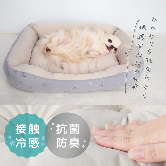 【IDOG&ICAT】星空のスクエアベッド 接触冷感 抗菌 防臭 アイドッグ