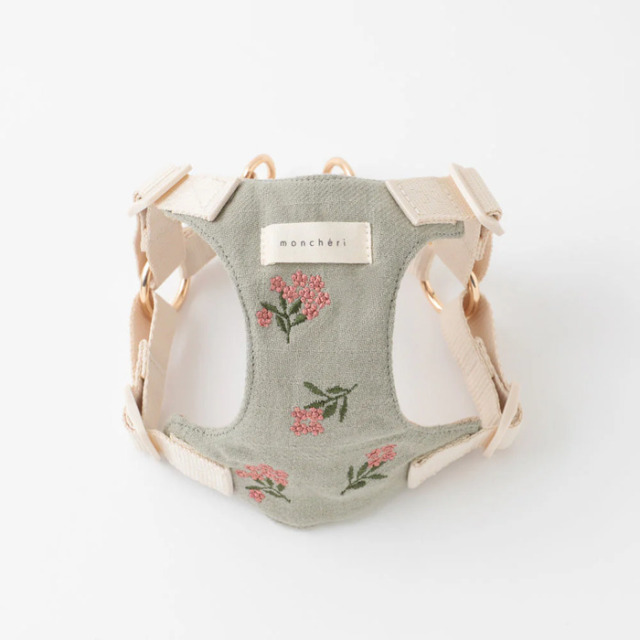 moncheri 冷感フラワー刺繍ハーネス+リードSET