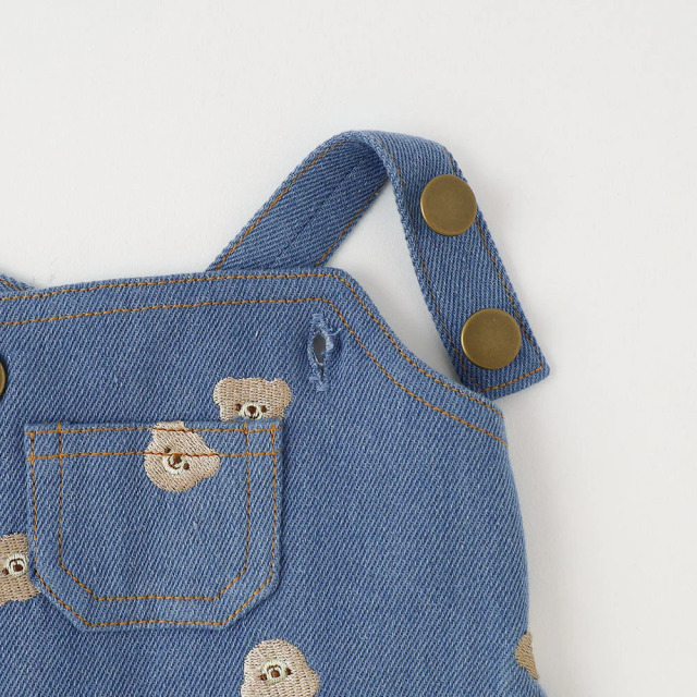 くまさん刺繍デニムワンピース