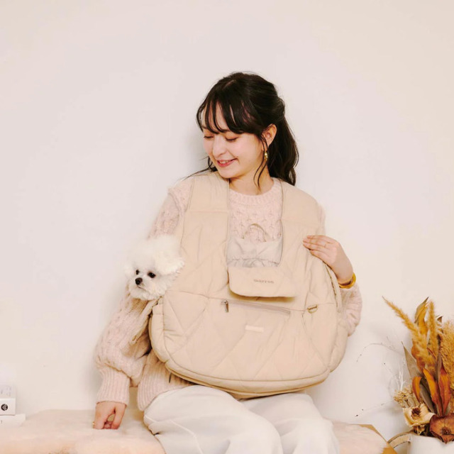 【きなこちゃん向け】moncheri キルティングフロントリュックSサイズ キルティングメッシュ付きフロントリュック【名入れ刺繍対応