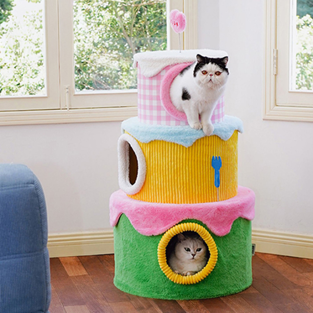 zeze FESTIVAL Cream キャットタワー zeze】FESTIVAL Cream Cake Cat Frame Pets-first ONLINESTORE