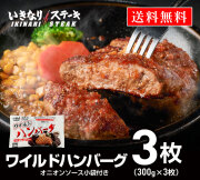 いきなり！ステーキ 冷凍いきなり！ワイルドハンバーグ 300g 3個 (900g) オニオンソース付 豪州産牛肉 ビーフ100％｜ステーキ ギフト お中元 お歳暮 内祝い お肉 セット 人気 通販 お取り寄せ