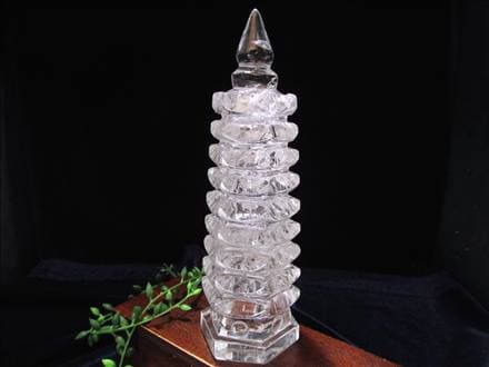 水晶 置物 彫刻 文昌塔 透明