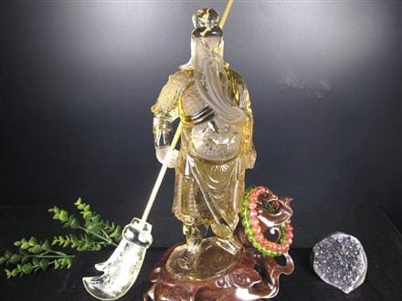 関羽 シトリン 彫刻置物 三国志 風水