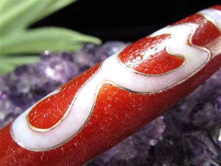 銀線 シルバー 馬蹄痕 紅天珠 魔除け 天珠 チベット