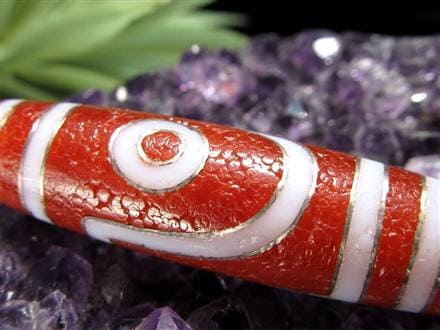 銀線 シルバー 馬蹄痕 紅天珠 魔除け 天珠 チベット