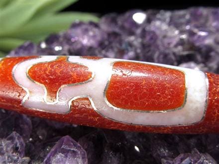 銀線 シルバー 馬蹄痕 紅天珠 魔除け 天珠 チベット