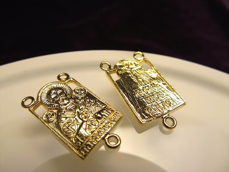 ◆高品質Silver925パーツ◆使い方様々！手作りアクセサリーのアクセントに！◆ロザリオ用コンポーネント◆カン穴内径約1.5mm 縦約22mm◆18金ゴールド仕様◆CMP080◆