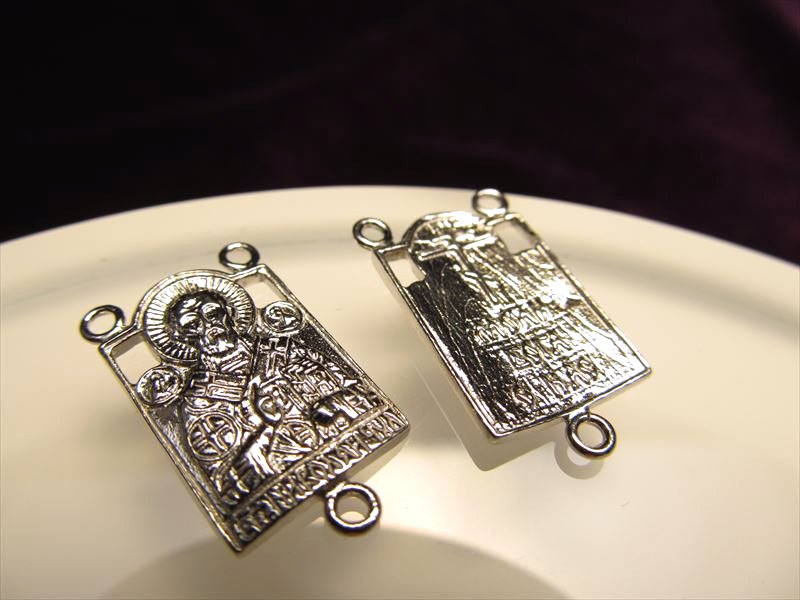 ◆高品質Silver925パーツ◆使い方様々！手作りアクセサリーのアクセントに！◆ロザリオ用コンポーネント◆カン穴内径約1.5mm 縦約22mm◆ロジウム仕様◆CMP081◆
