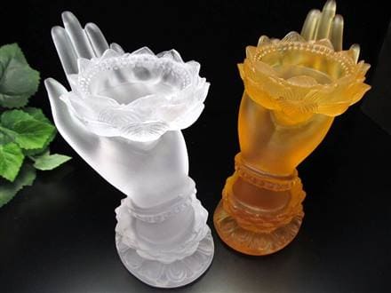 蓮華手 クリスタルガラス ロータス 置物 仏教