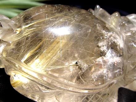 ゴールドルチルクォーツ 龍亀 ロングイ 金針 水晶 彫刻 置物 財運 瑞獣