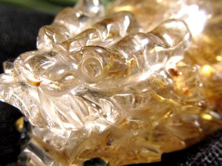 ゴールドルチルクォーツ 龍亀 ロングイ 金針 水晶 彫刻 置物 財運 瑞獣