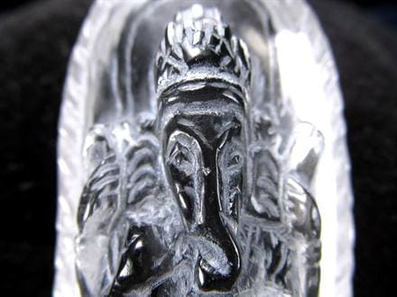 天然水晶 ガネーシャ 彫り 置物