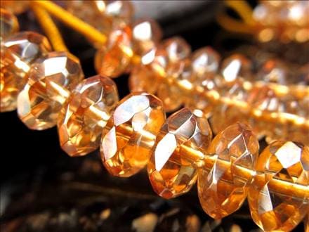 ゴールデンオーラ 蒸着水晶 シャンパンオーラ 繊細ボタンカット ビーズ連 連材