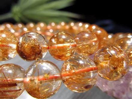 オレンジルチルクォーツ ブレスレット ルチルレイテッドクォーツ 針入り水晶 ルチル針