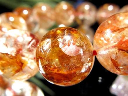 ライモナイトインクォーツ ブレスレット 褐鉄鉱 水晶 貫入