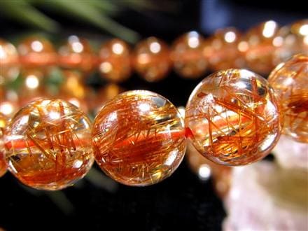 オレンジルチルクォーツ ブレスレット レッドルチルクォーツ ルチルレイデッドクォーツ 金運