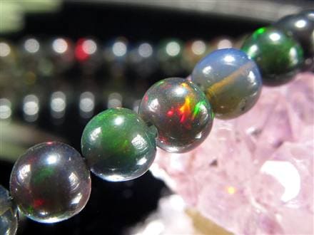 ブラックオパール ブレスレット カット 遊色 ダークカラー