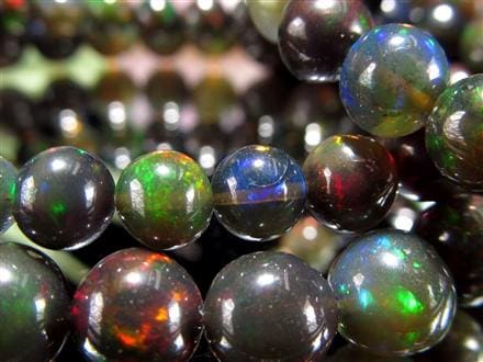 ブラックオパール ブレスレット カット 遊色 ダークカラー