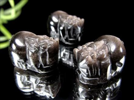 オブシディアン シルバーオブシディアン ビーズ石 1粒売り バラ珠