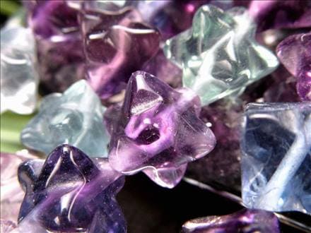 フローライト 蛍石 マルチカラー マカバスター 星型八面体 ビーズ連 連材