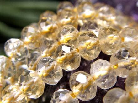 シトリン 黄水晶 繊細ボタンカット ビーズ連 連材